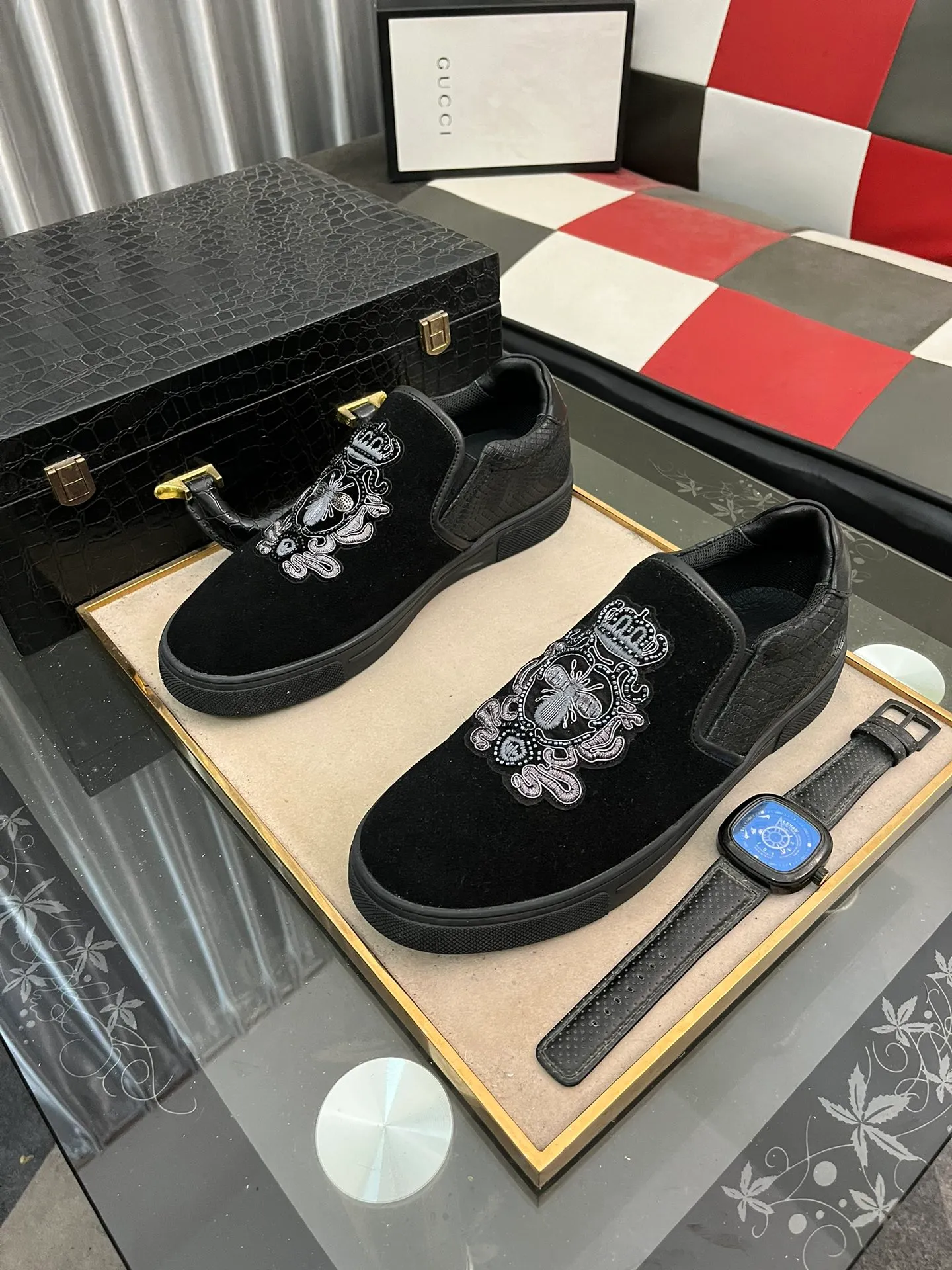 Men's Men's Shoes💰360⌚️⌚️《GUCCI》The latest hot-selling casual shoes, top brand [seduce] luxury~purchase, top~quality. Products sold at the counter [Qiang] The original fabric adopts 3D embroidery technology ➕ Comfortable sheepskin lining, available in 38-443️⃣ styles